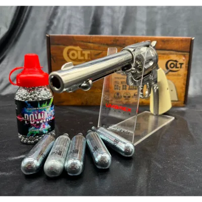 Prêt à Tirer "Revolver Colt Sa Army" 45 5.5'' CO2 cal BB/4.5 Nickel Plated - Umarex