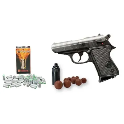 Défense Pistolet à Blanc Lady Réplique Walther PPK + Embout Self Gomm + 10 Munitions GOMM + 50 Munitions - Kimar