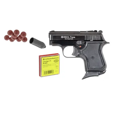 "Pack Défense" Pistolet TUNA 8mm PAK + 10 Munitions Wadie CS + Embout Self Gomm - Ekol