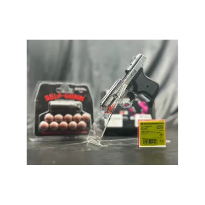 "Pack Défense" Pistolet TUNA Chrome 8mm PAK + 10 Munitions CS + Embout Self Gomme - Ekol