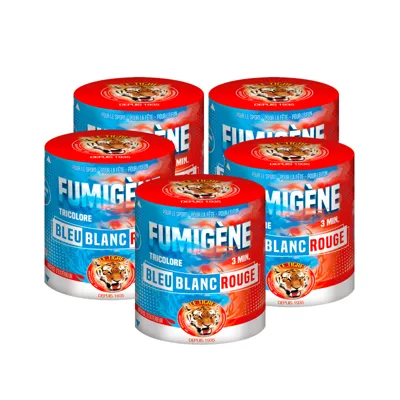 5x Fumigène Tricolore en Pot -Blanc/Rouge - 3 Minutes