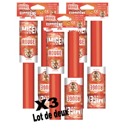 Lot de 6 Fumigène a Main Rouge - Lot de 3 Paquets de 2 Pièces - Bazooka