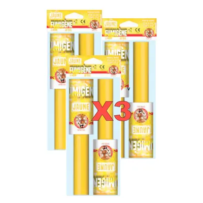 Lots de 3 Paquets de 2 Fumigènes a Main Jaune - "Le Tigre" - Bazooka
