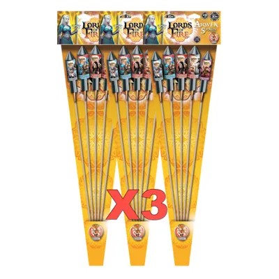 3x Lot Feu D'artifice - Fusées " Arwen " x5 Pièces Par Paquet - Bazooka