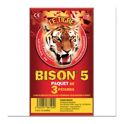 1 Paquet de 3 Petard Le Tigre Bison N°5 - Bazooka