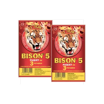 Lot de 2 Paquet de 3 Petard Le Tigre Bison N°5 - Bazooka