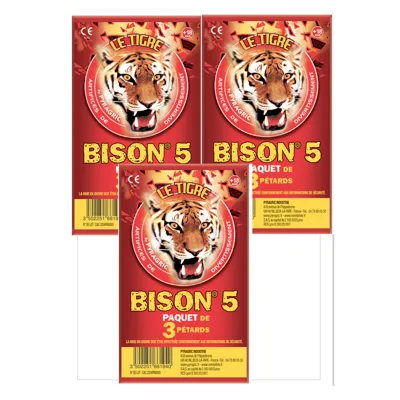 Lot de 3 Paquet de 3 Petard Le Tigre Bison N°5 - Bazooka