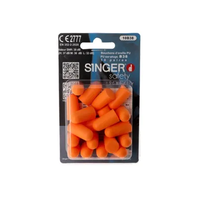 Bouchons D'oreille en Polyuréthane – Snr 38 Db – Blister de 10 Paires - Bazooka