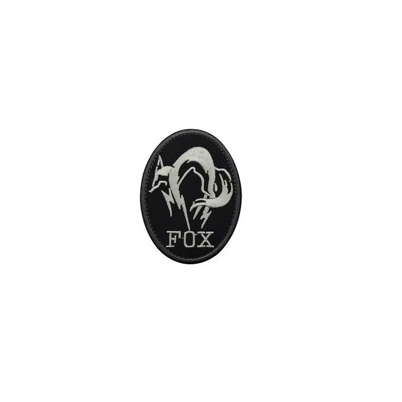 ACM Airsoft Patch Brodé Fox Ovale / 85x65mm · Gris noir