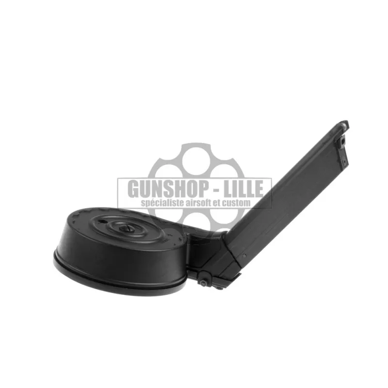 WE Airsoft Chargeur Drum P08 Gaz 50BBs · Negro