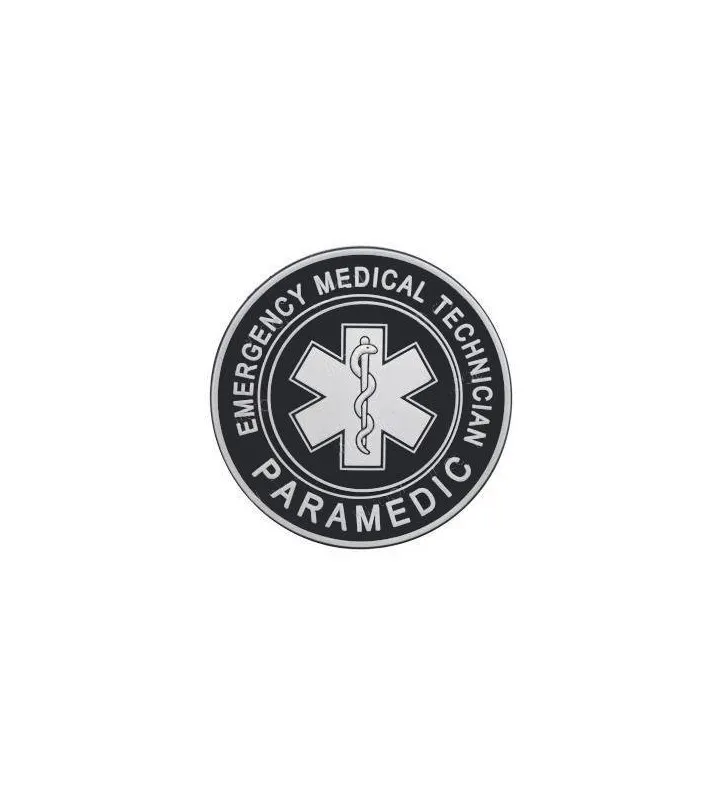 ACM Airsoft Patch PVC 3D - Paramedic Rond /Blanc · Negro