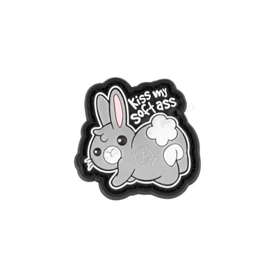 Micro Bunny Rubber Patch PVC Kiss My Soft Ass 3.8x3.6cm - JTG