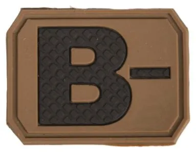 Mil-Tec (Germany) 3D Blood Type Patch B Negative · Coyote