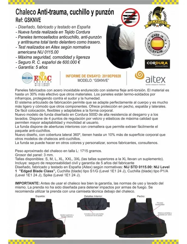 Anticortes y Antipunzon Flexible Maximo Confort