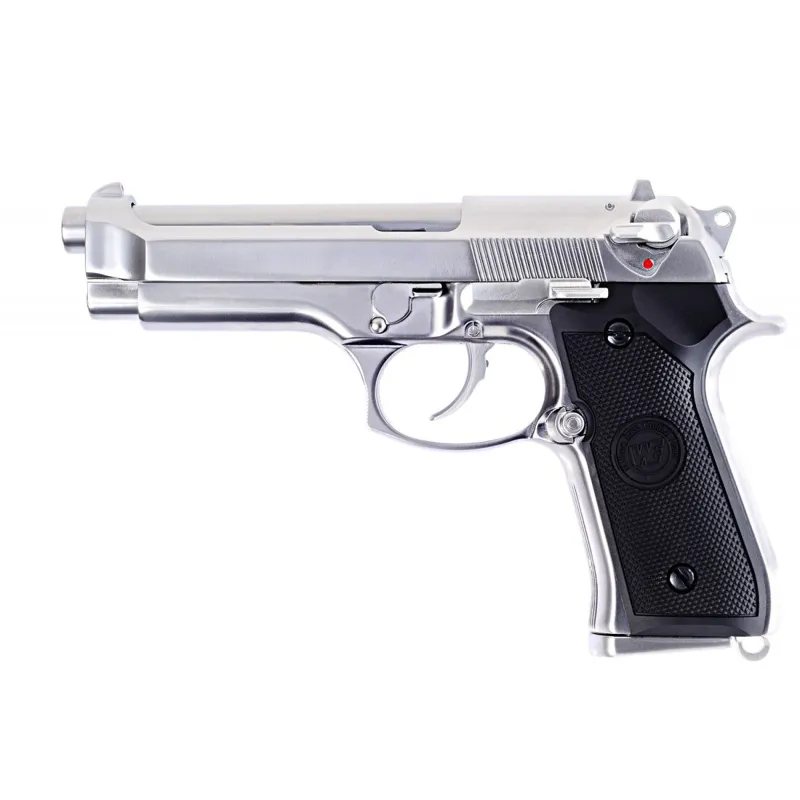 WE Airsoft M92F Matte Chrome Full Metal · Plata