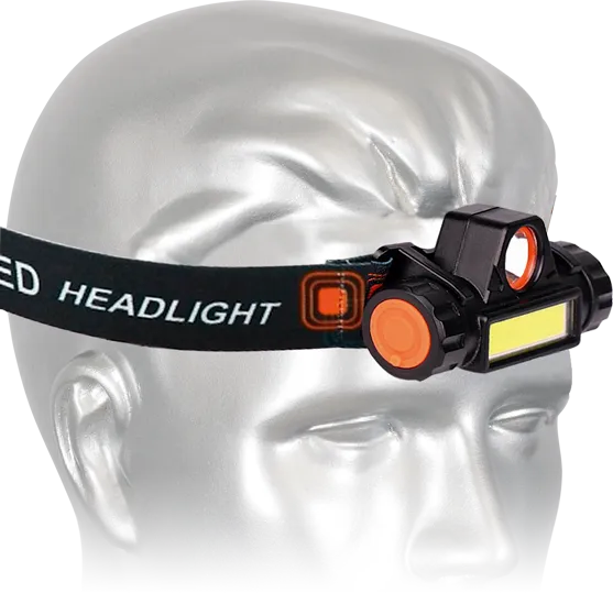 Luz Frontal Recargable · Negro