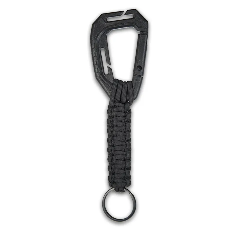 Keyholder Carabiner Από ABS Με Paracord+Κρίκο Μαυρο Χρωμα