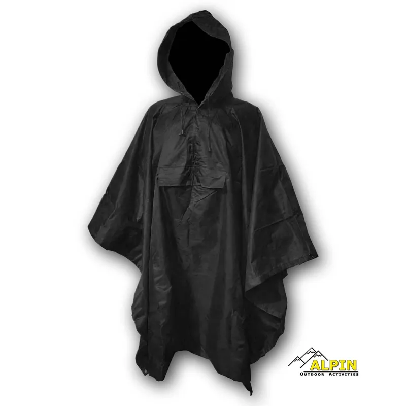 Alpin Rain Poncho 210TPU XL152*203cm PVC Coating Μαυρο
