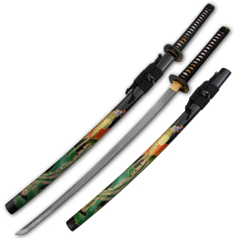 Katana Από Δαμασκινό Ατσάλι,Μαύρη Ξύλινη Θήκη Με Δρακο – Αγγλικό Εγχειρίδιο