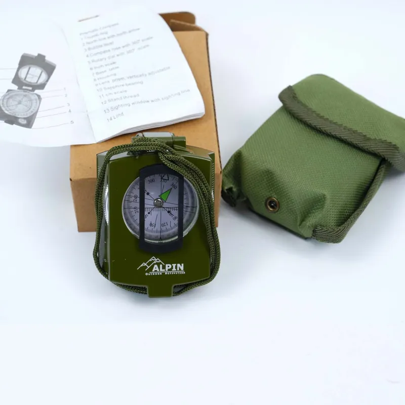 Prismatic Compass with Waterproof Metal Casing and Floating Dial