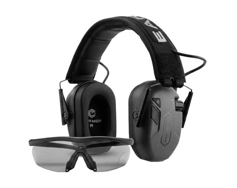 Ωτοασπίδες Ηλεκτρονικές M300T- + Γυαλια G01 · Negro