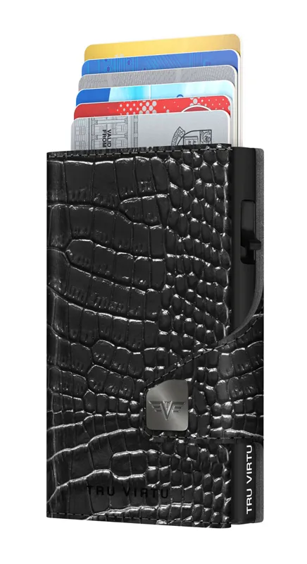 Πορτοφολι Tru Virtu Click & Slide Croco · Negro