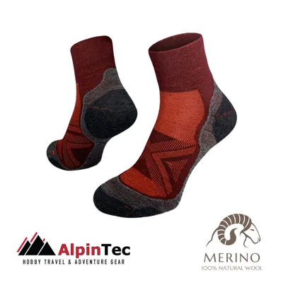 Trail Run Med Merino – AlpinTec – Medium (40-43) / Κόκκινο - AlpinPro