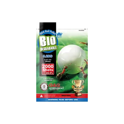 Billes Biodégradables Blanches 0,28 g X 2000 Billes - G&G Armament
