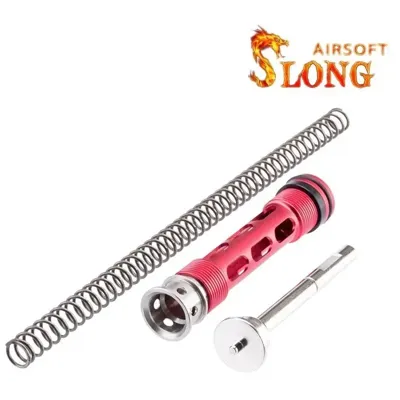 Ensemble Piston Long CNC, Guide de Ressort et Ressort pour VSR-10 - M135 - Rouge - Slong Airsoft
