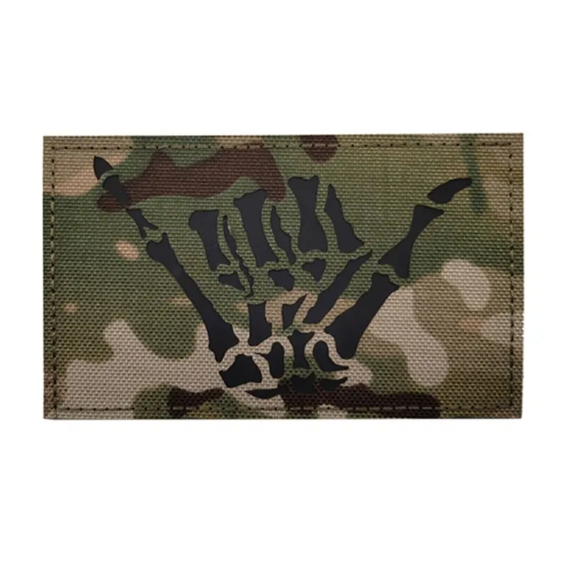 Patch F198 Fluorescent – Skeleton Hand (12.5×7.5 cm) · Multicam
