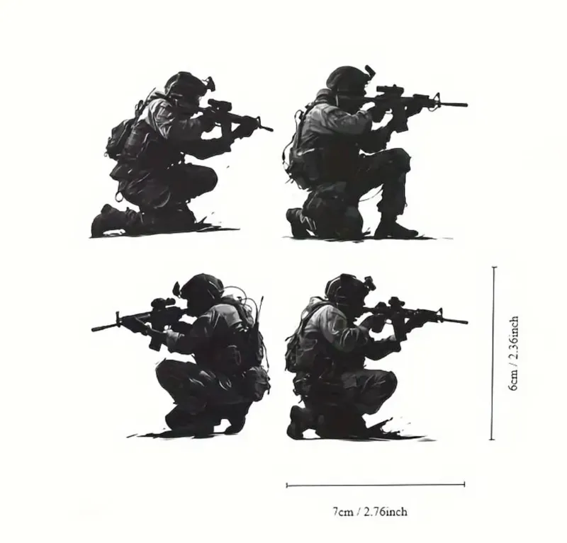 Σετ 4 Αυτοκόλλητα Warrior Sniper · Negro