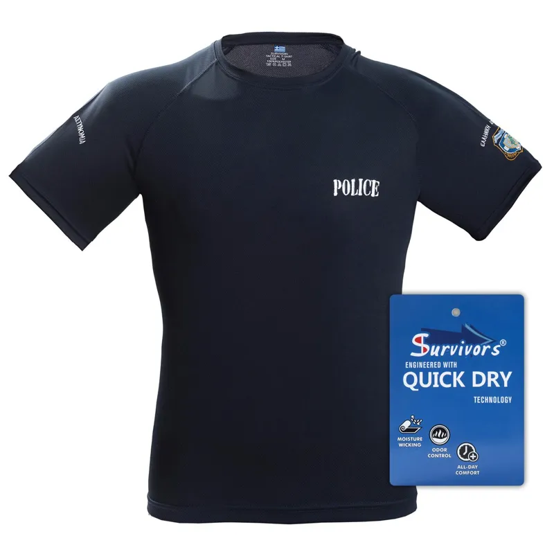 Μπλουζάκι Τ-Shirt Quick Dry Survivors Μονόχρωμο Αστυνομίας