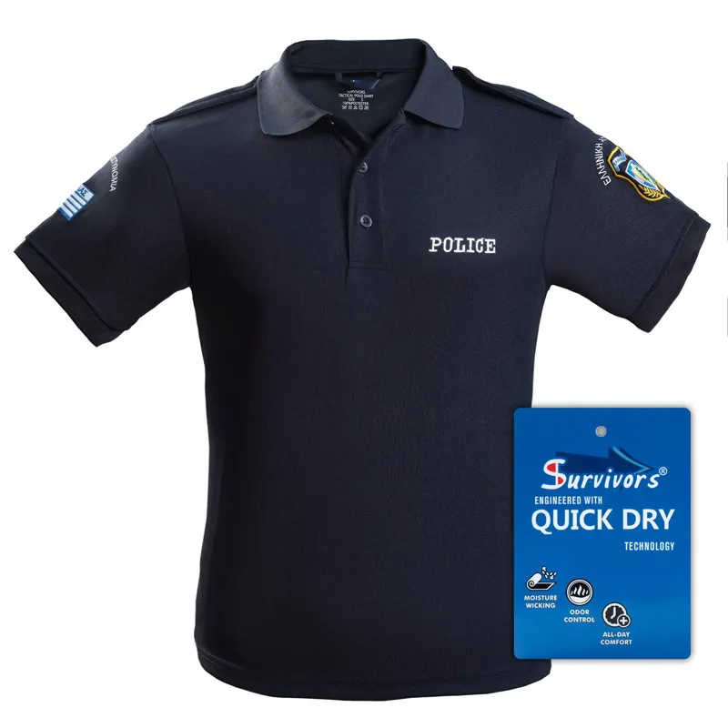 Μπλουζάκι Polo Quick Dry Με Κέντημα Survivors Μονόχρωμο Αστυνομίας