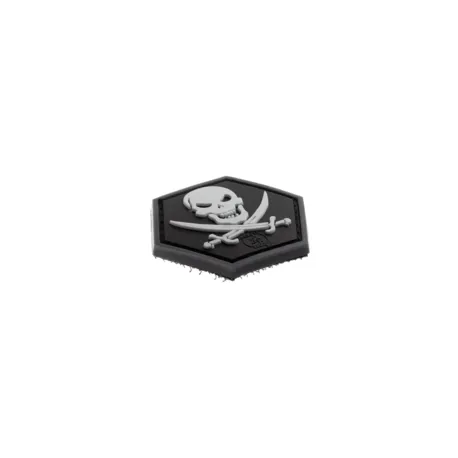 Patch Hexagonal Velcro Pirate Tete de Mort Sabre