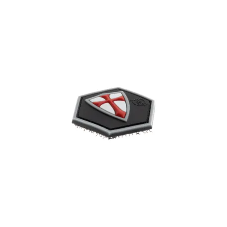 Patch Hexagonal Velcro Croix Croisé Templier Rouge