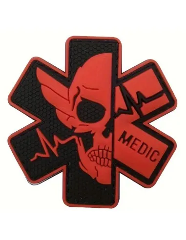 Patch Velcro PVC MEDIC Hexa et Rouge · Negro