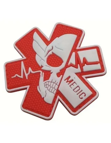 Patch Velcro PVC MEDIC Hexa Blanc et Rouge