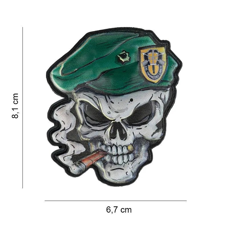 Patch 3D PVC Skull Beret · Verde / OD