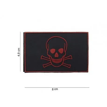 Patch 3D PVC Tête Mort Rouge & · Negro