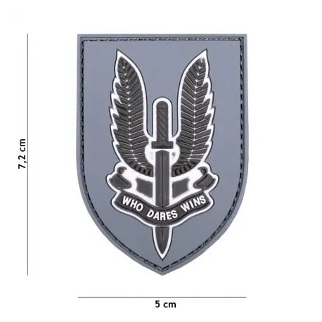 Patch 3D PVC Who Dares Wins · Gris