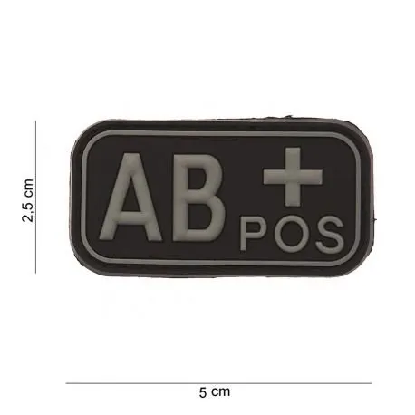 Patch 3D PVC Sanguin AB+ · Negro