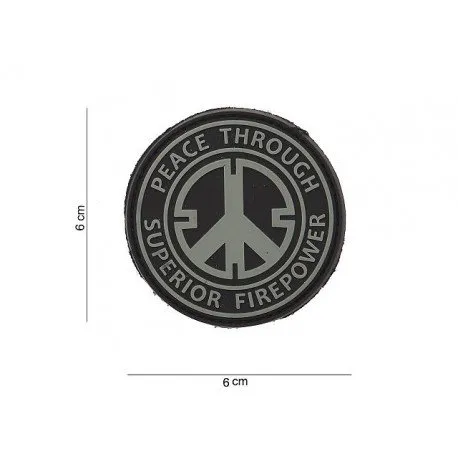 Patch 3D PVC Peace Through Fire & · Gris noir