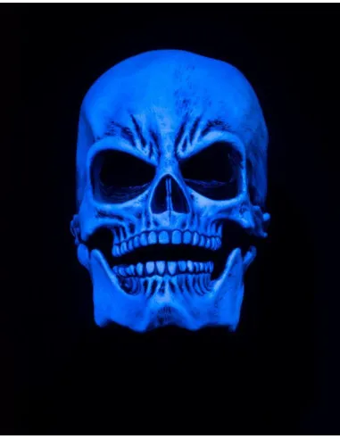 Masque Latex Halloween Squelette Réactif UV Blanc