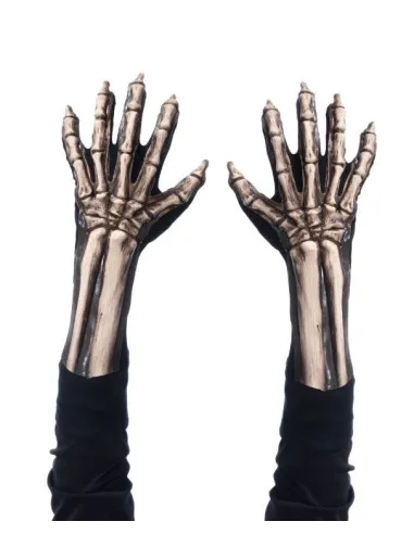 Gants Halloween Squelette Reactif UV Blanc