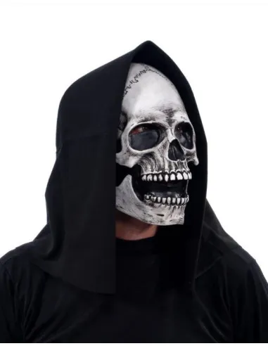 Masque Latex Halloween Grim Skeleton Reaper Réactif UV Blanc
