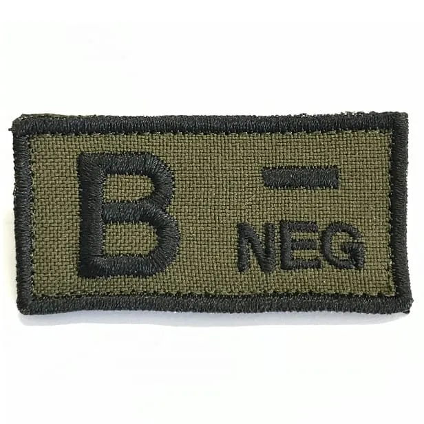 ASN – EMB Velcro Blood Type Patch B-Neg · Verde / OD