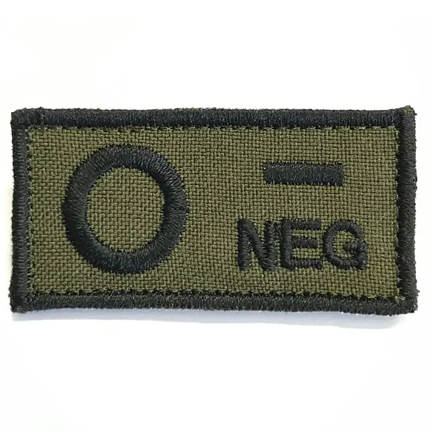 ASN – EMB Velcro Blood Type Patch O-Neg · Verde / OD