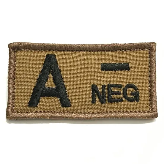 ASN – EMB Velcro Blood Type Patch A-Neg · Tan / FDE