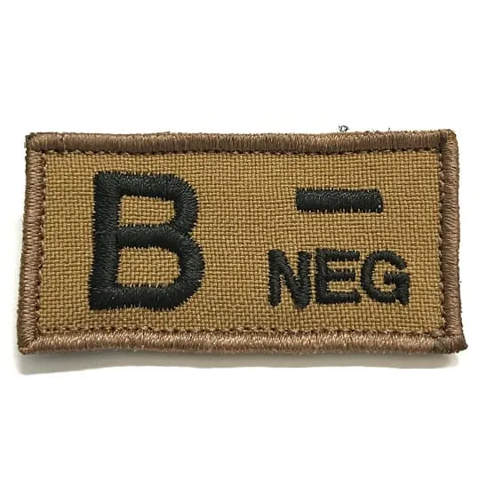 ASN – EMB Velcro Blood Type Patch B-Neg · Tan / FDE