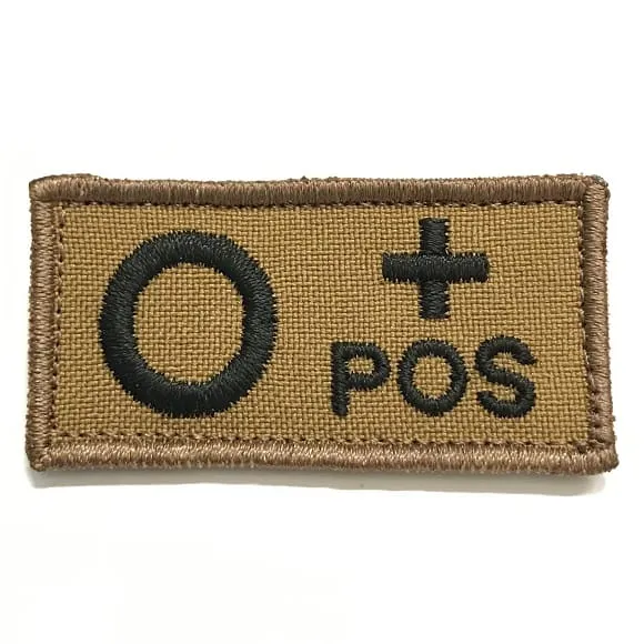 ASN – EMB Velcro Blood Type Patch O-Pos · Tan / FDE